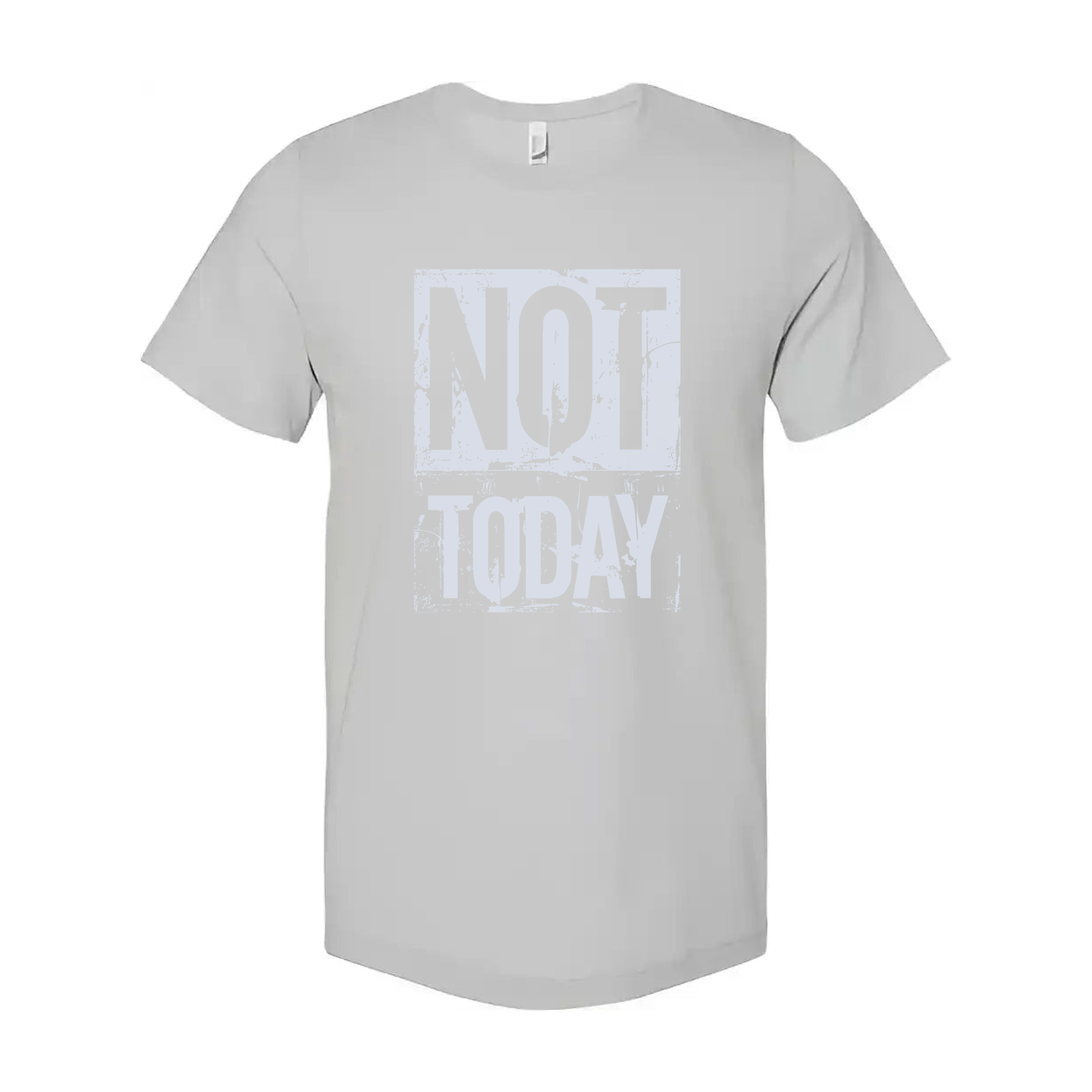 Not Today Graphic White Unisex T Shirt With Light Blue Distressed Square Print Tee