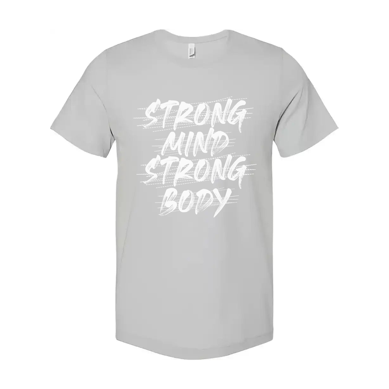 Premium Cotton White Unisex Graphic T Shirt With Strong Mind Strong Body Design Print