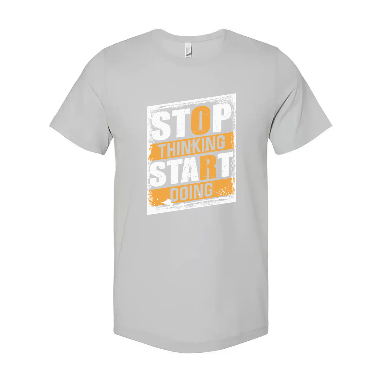 Stop Thinking Start Doing Graphic T Shirt Unisex White Cotton Short Sleeve Tee With Relaxed Fit