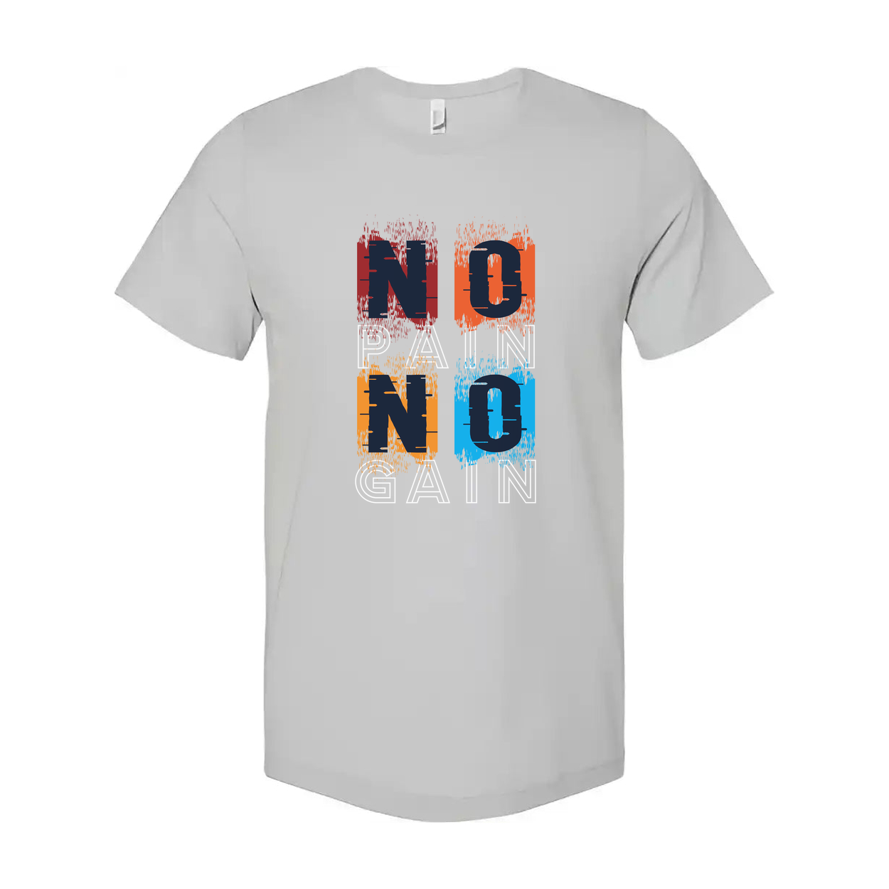 No Pain No Gain Color Block Graphic T Shirt For Unisex Short Sleeve Casual Wear Everyday