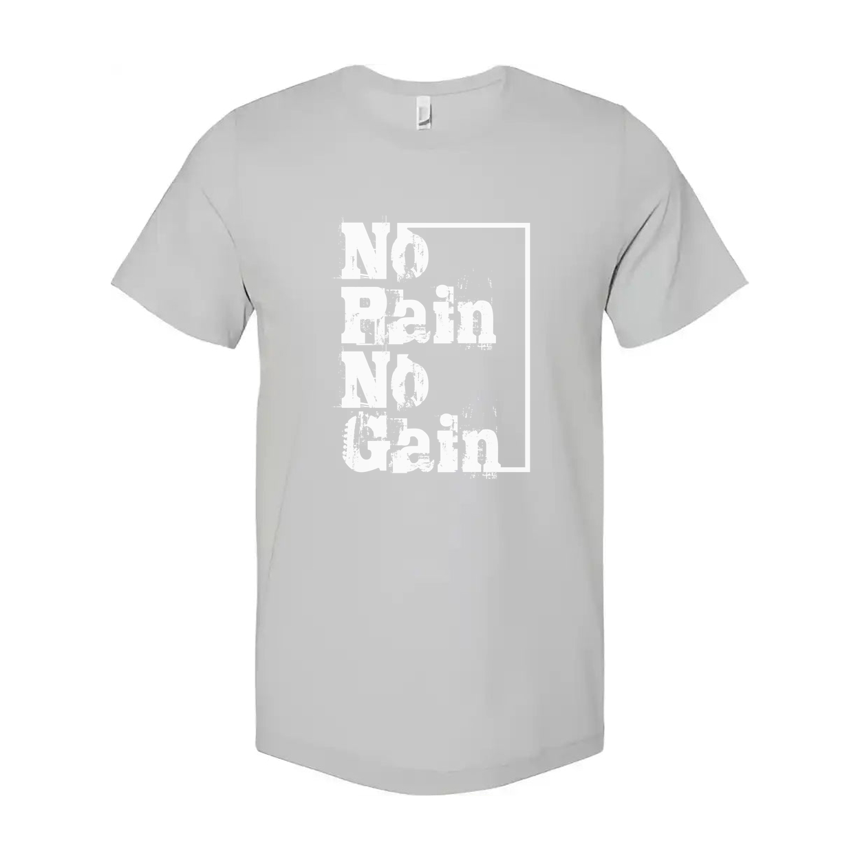 White Unisex Cotton Short Sleeve T Shirt With No Pain No Gain Distressed Graphic