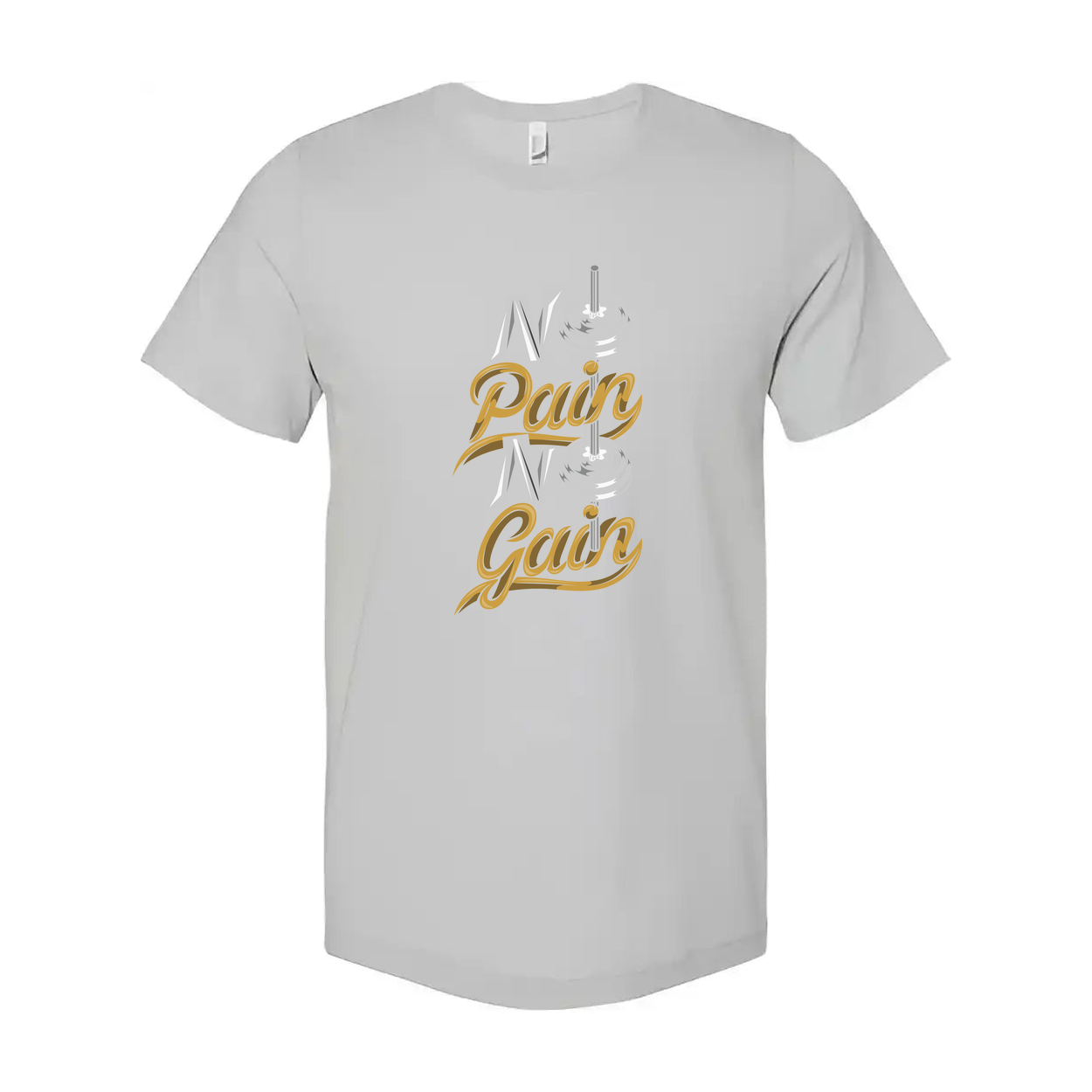 Unisex No Pain No Gain Graphic T Shirt With Weightlifting Motif For Gym Enthusiasts And Athletes