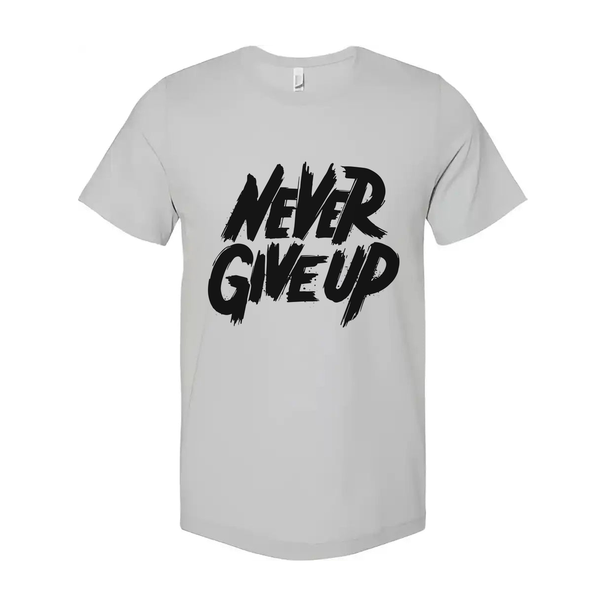 Never Give Up Graphic T Shirt For Unisex Adults White Cotton Short Sleeve Everyday Wear