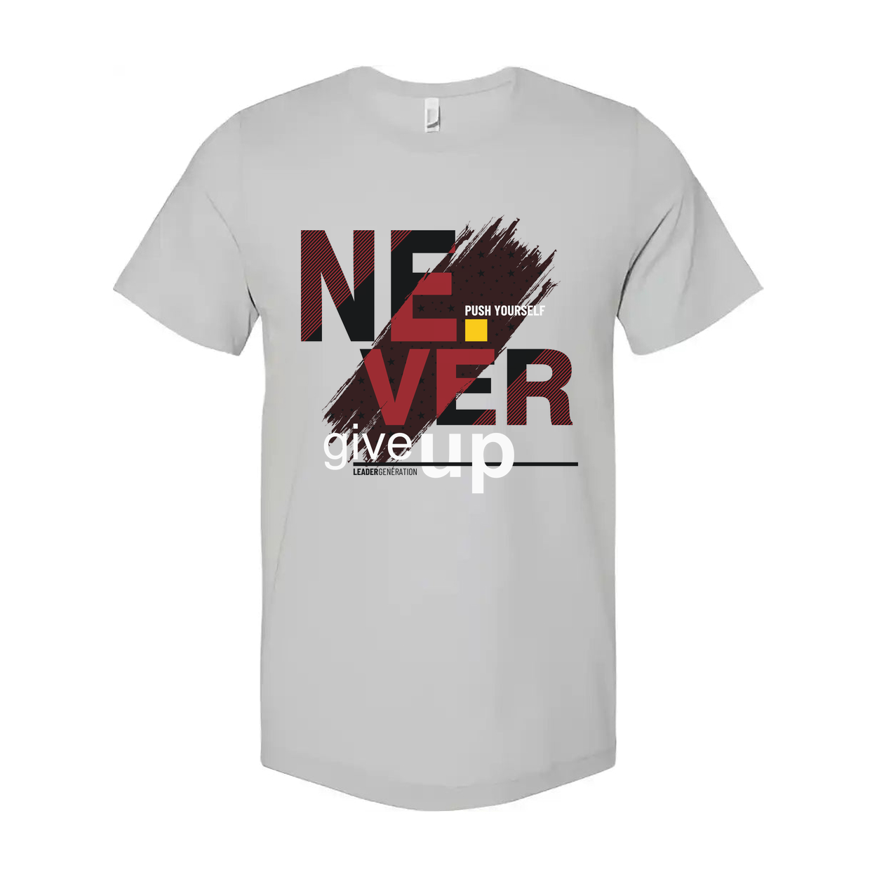 Never Give Up Graphic T Shirt Unisex White Cotton Tee With Bold Red Black Design