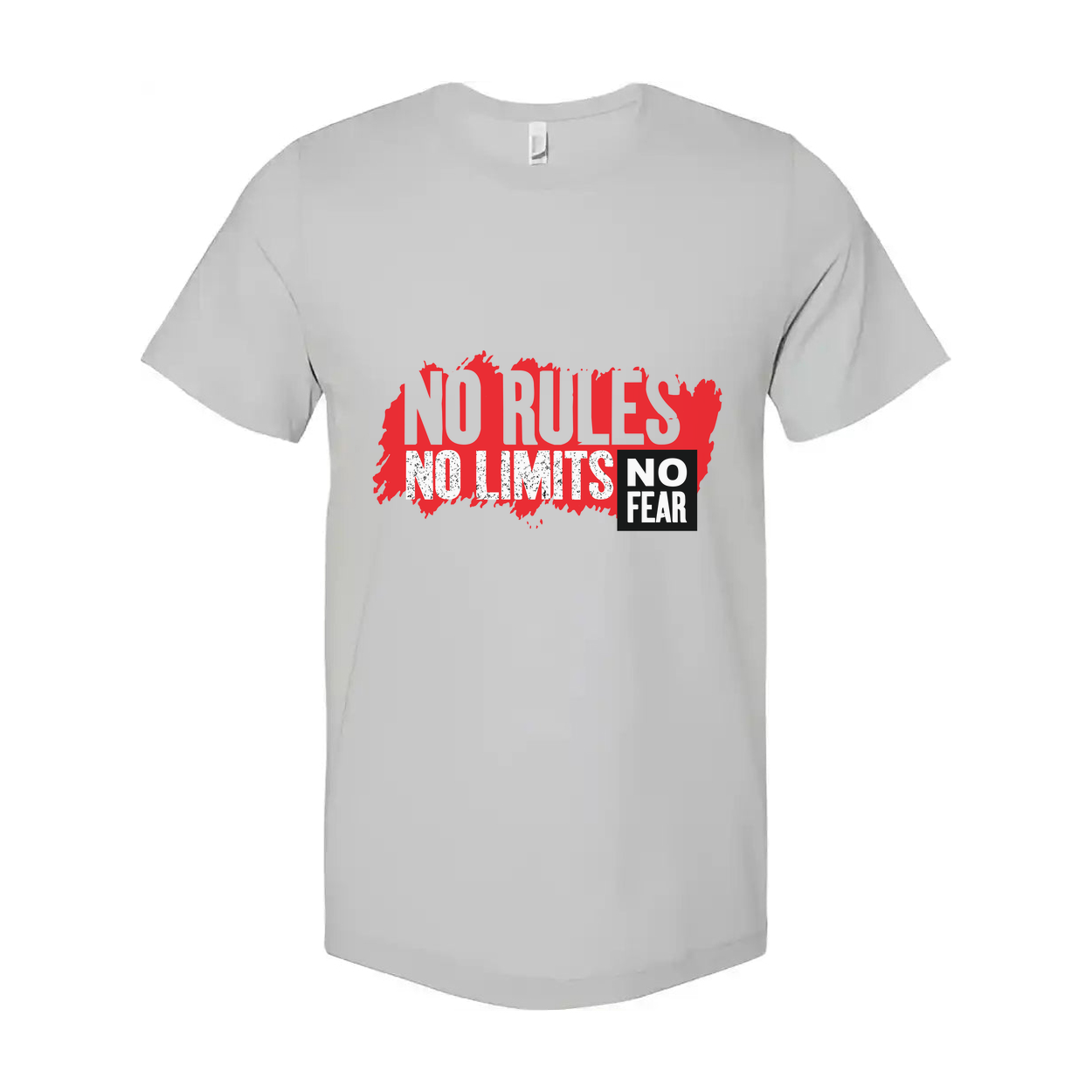 No Rules No Limits No Fear Graphic Tee For Unisex Short Sleeve Cotton T Shirt With Bold Red Print