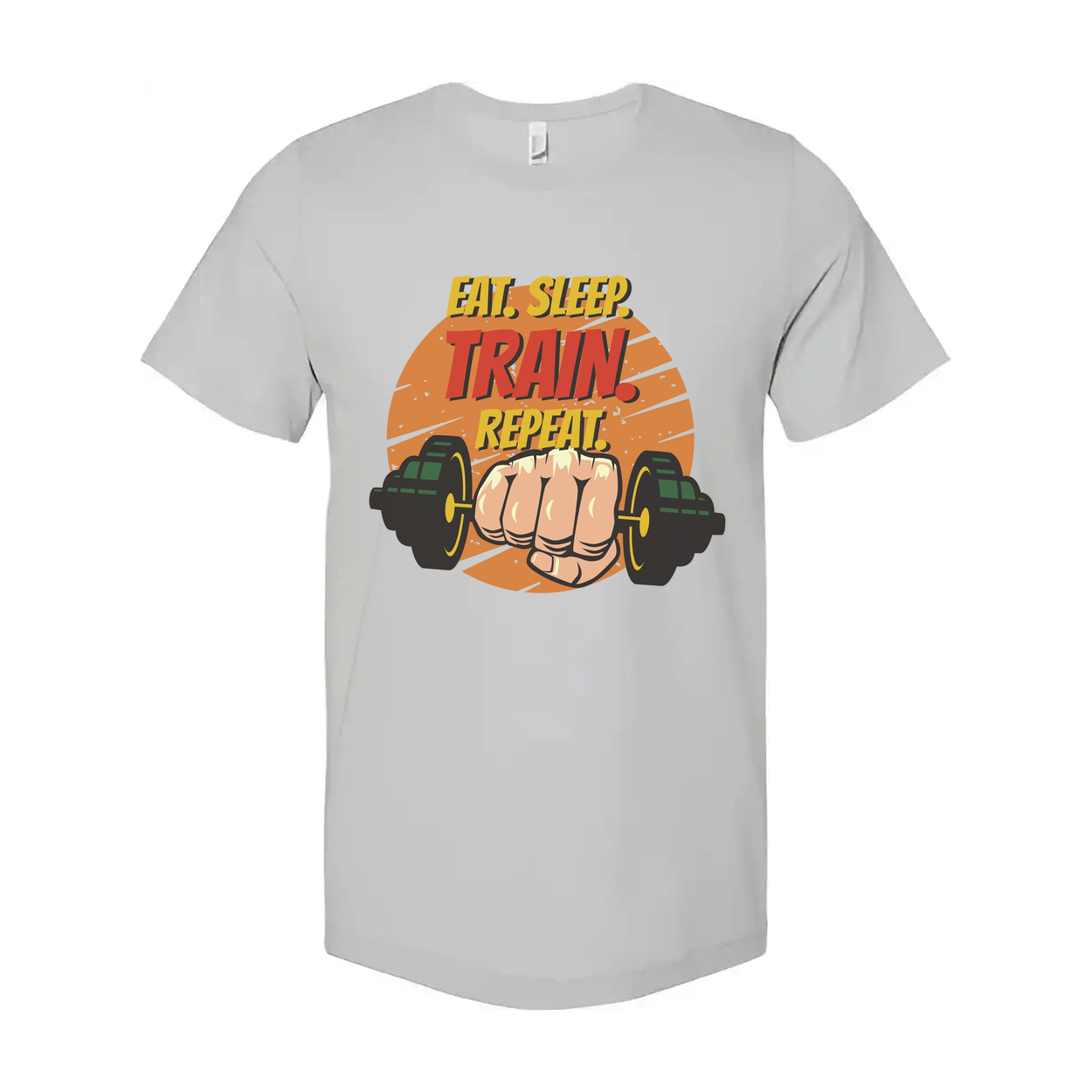 Eat Sleep Train Repeat Unisex Fitness Graphic T Shirt For Gym And Workout Cotton Short Sleeve