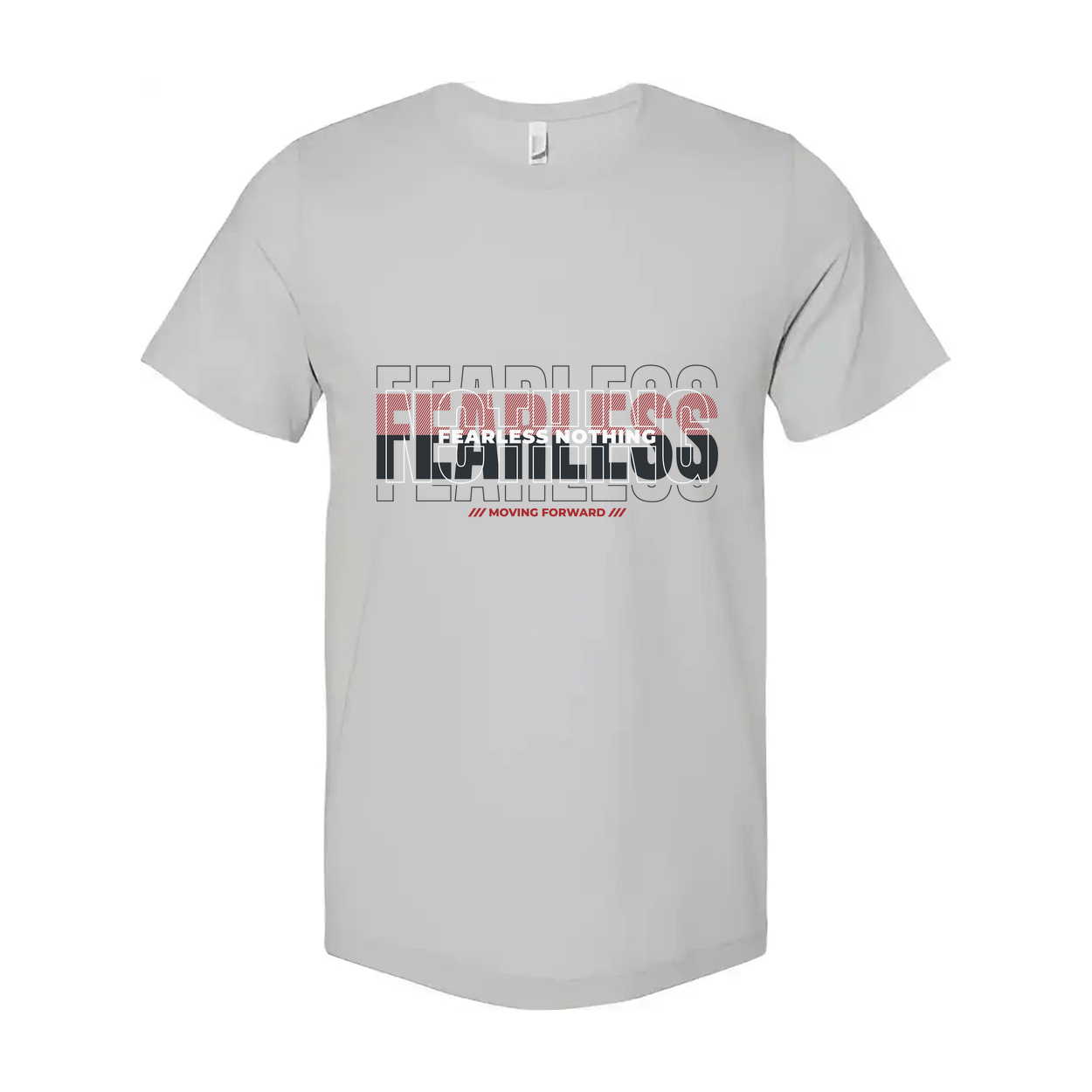 Unisex Fearless Graphic T Shirt With Bold Overlaid Text Design For Workout And Streetwear