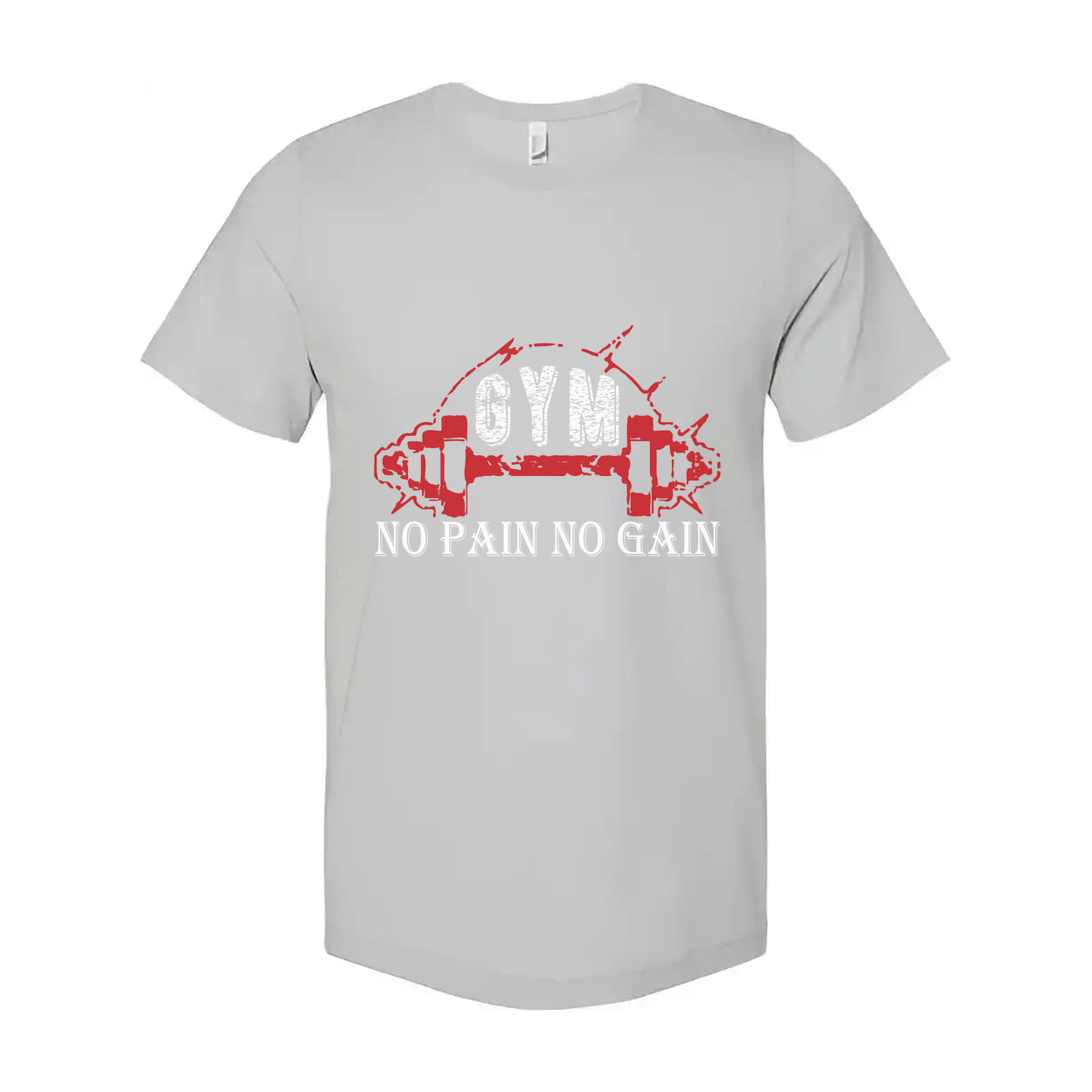 No Pain No Gain Unisex Fitness T Shirt With Red Dumbbell Graphic Cotton Blend Soft Fabric