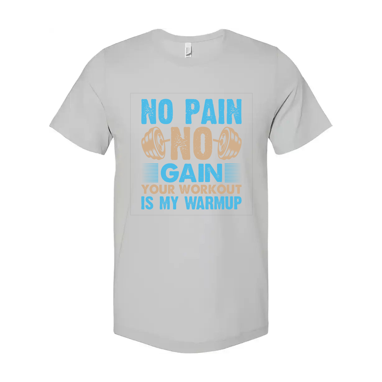 No Pain No Gain Unisex Workout T Shirt With Dumbbell Graphic Vintage Style Soft Cotton Material