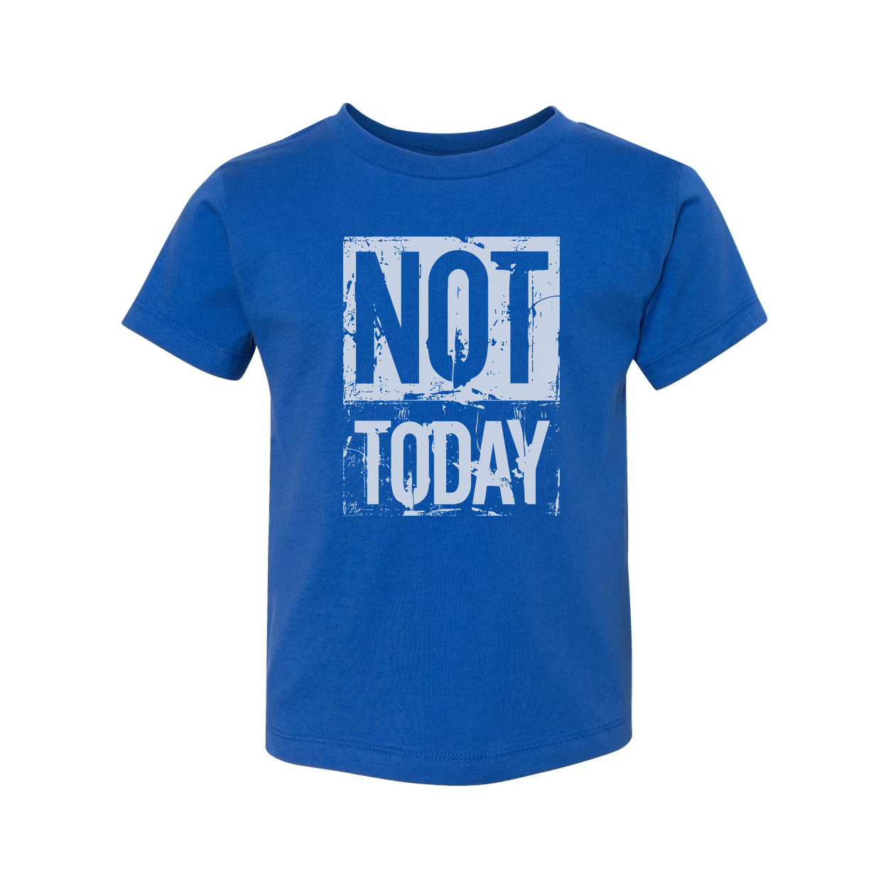 Not Today Graphic White Unisex T Shirt With Light Blue Distressed Square Print Tee