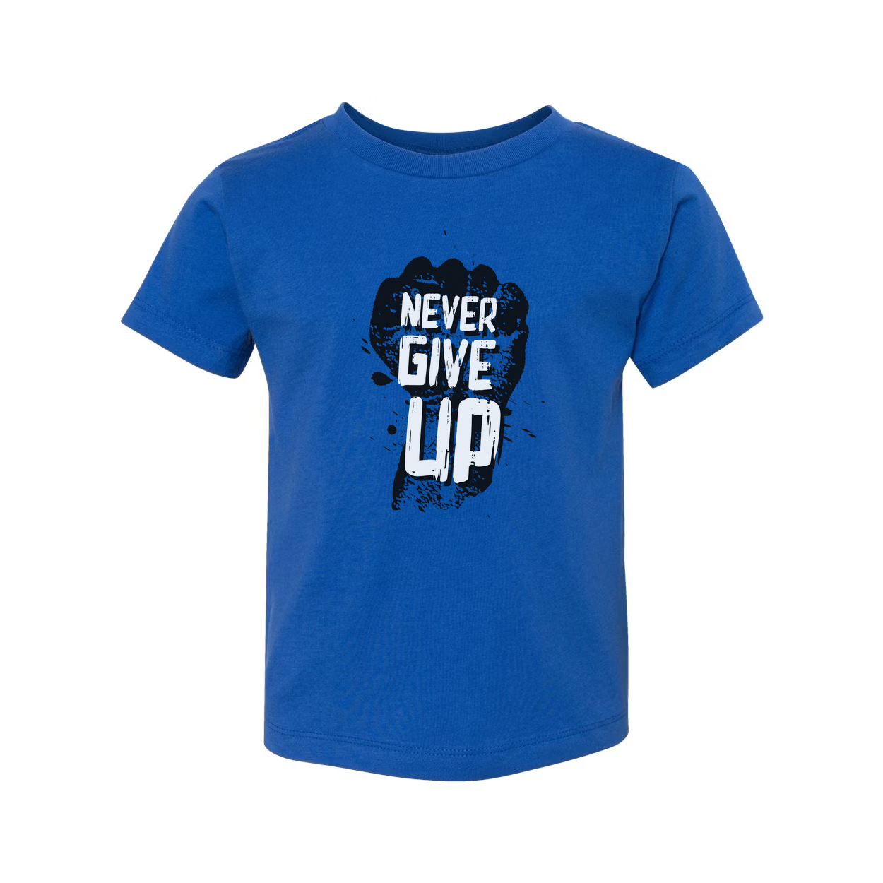 Never Give Up Fist Graphic Unisex Cotton Short Sleeve T Shirt With Bold Black Print