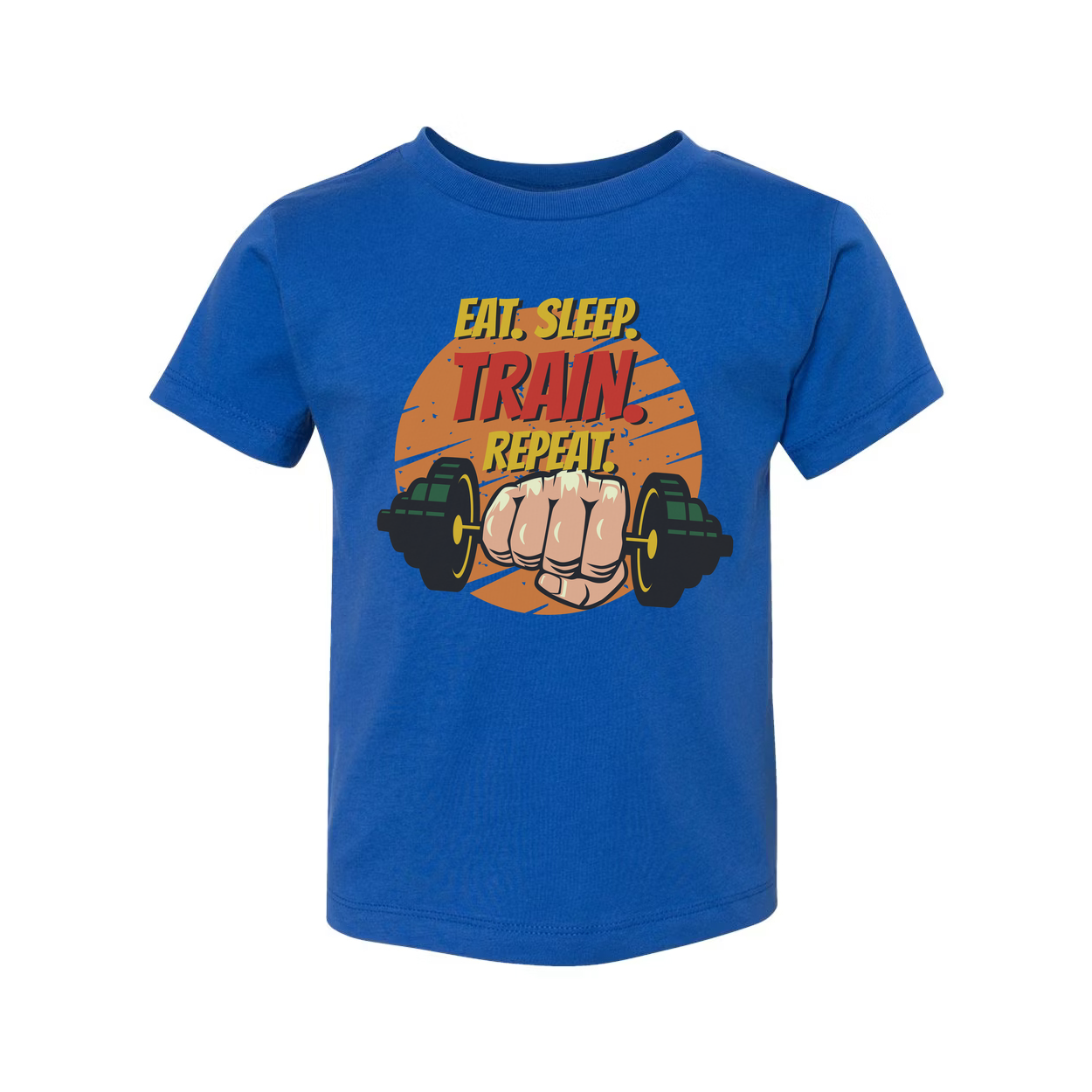 Eat Sleep Train Repeat Unisex Fitness Graphic T Shirt For Gym And Workout Cotton Short Sleeve