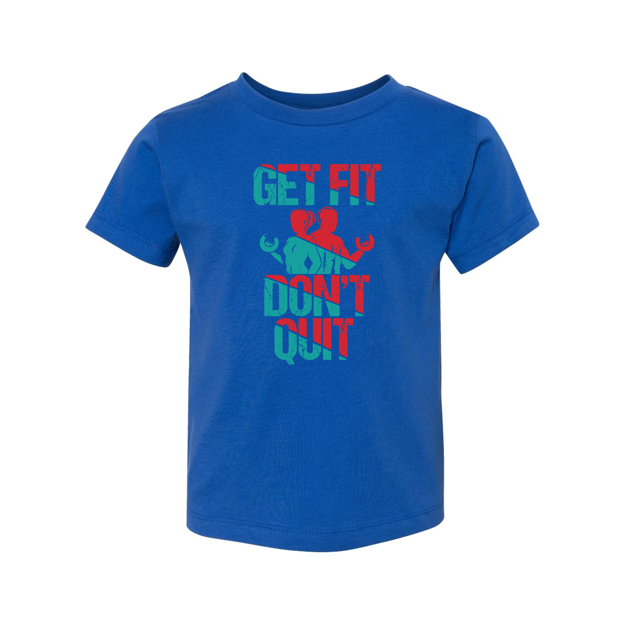 Get Fit Dont Quit Graphic Tee Unisex Workout Shirt With Distressed Red Teal Design