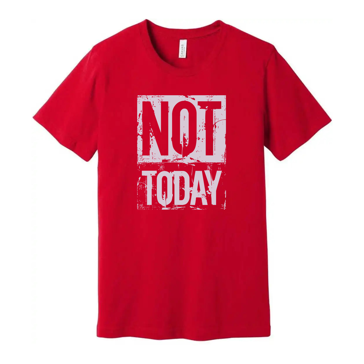 Not Today Graphic White Unisex T Shirt With Light Blue Distressed Square Print Tee