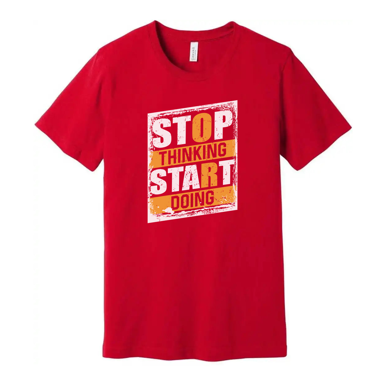 Stop Thinking Start Doing Graphic T Shirt Unisex White Cotton Short Sleeve Tee With Relaxed Fit