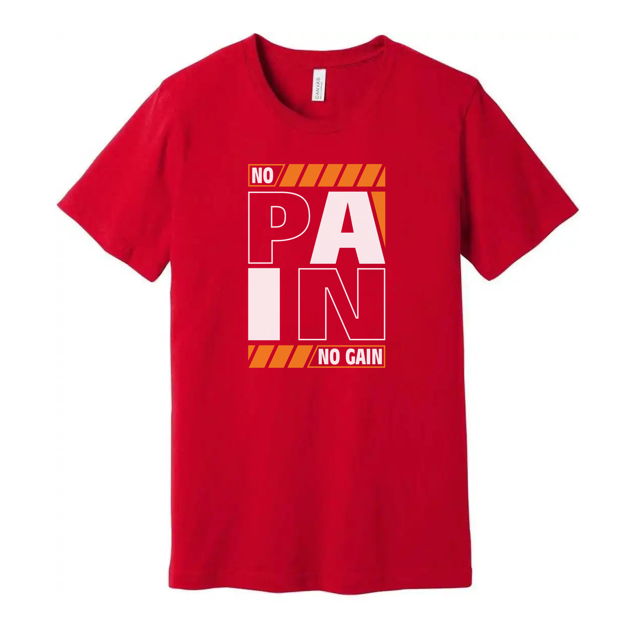 Pain No Gain Graphic T Shirt Unisex White Short Sleeve Tee With Bold Design And Comfortable Cotton