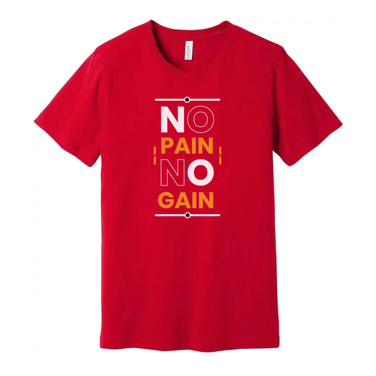 No Pain No Gain Graphic Tee For Unisex Short Sleeve Cotton T Shirt With Bold Orange Text And Minimalist Designs