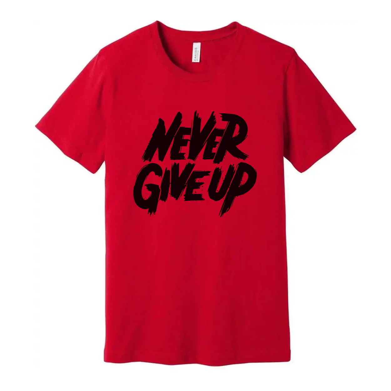 Never Give Up Graphic T Shirt For Unisex Adults White Cotton Short Sleeve Everyday Wear