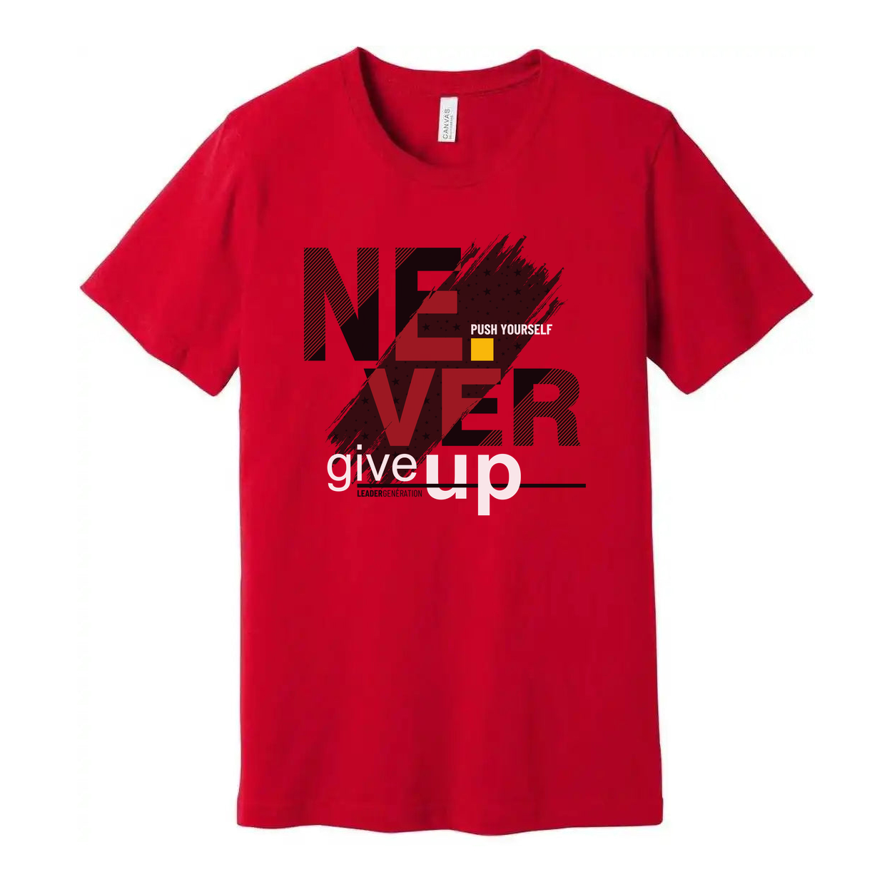 Never Give Up Graphic T Shirt Unisex White Cotton Tee With Bold Red Black Design