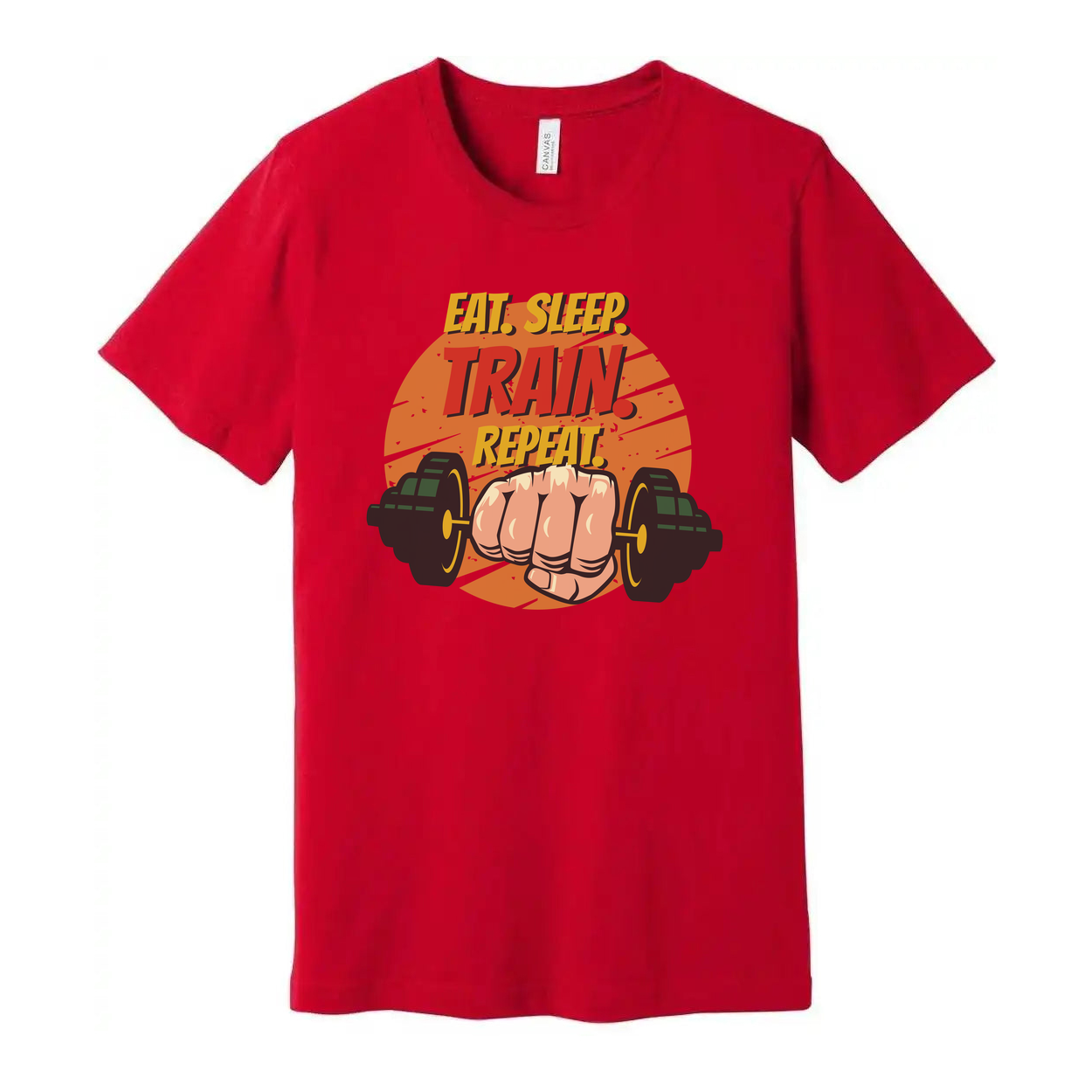 Eat Sleep Train Repeat Unisex Fitness Graphic T Shirt For Gym And Workout Cotton Short Sleeve