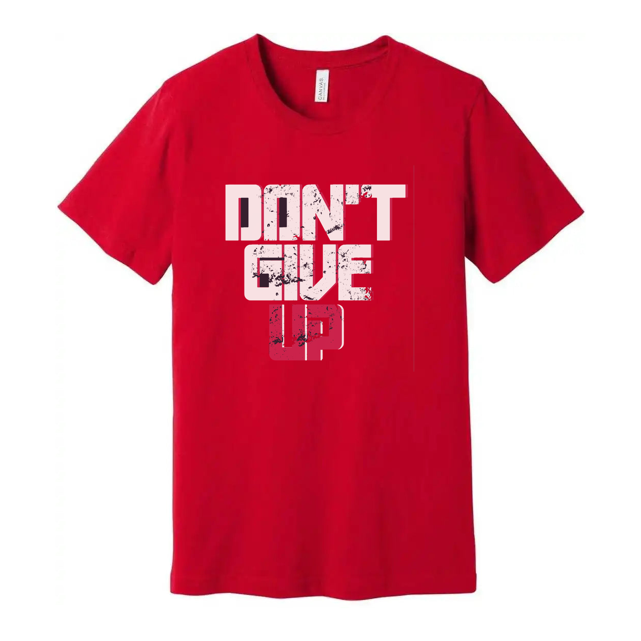 Don't Give Up Graphic T Shirt Unisex White Short Sleeve With Pink And Black Design