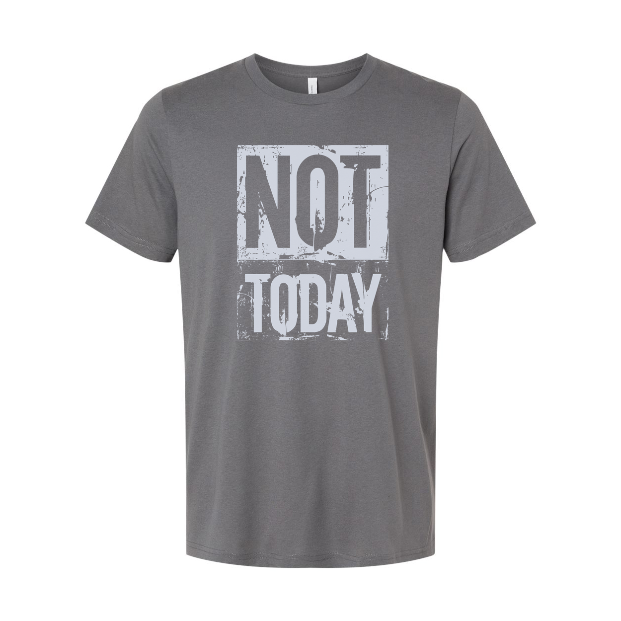 Not Today Graphic White Unisex T Shirt With Light Blue Distressed Square Print Tee