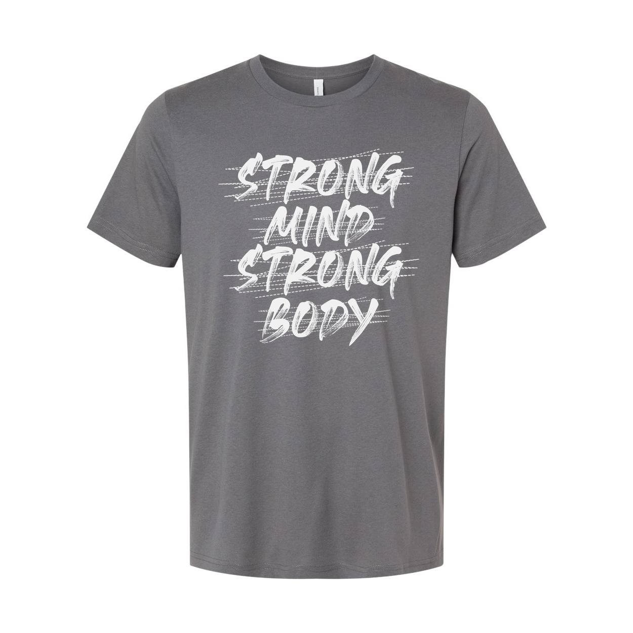 Premium Cotton White Unisex Graphic T Shirt With Strong Mind Strong Body Design Print