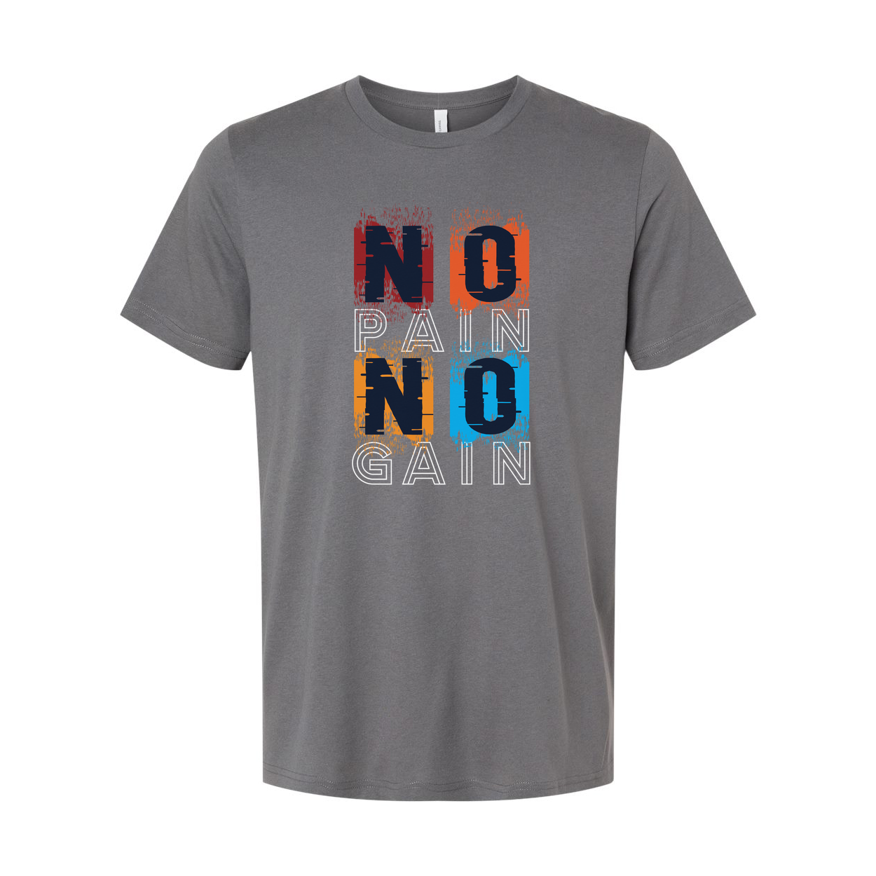 No Pain No Gain Color Block Graphic T Shirt For Unisex Short Sleeve Casual Wear Everyday