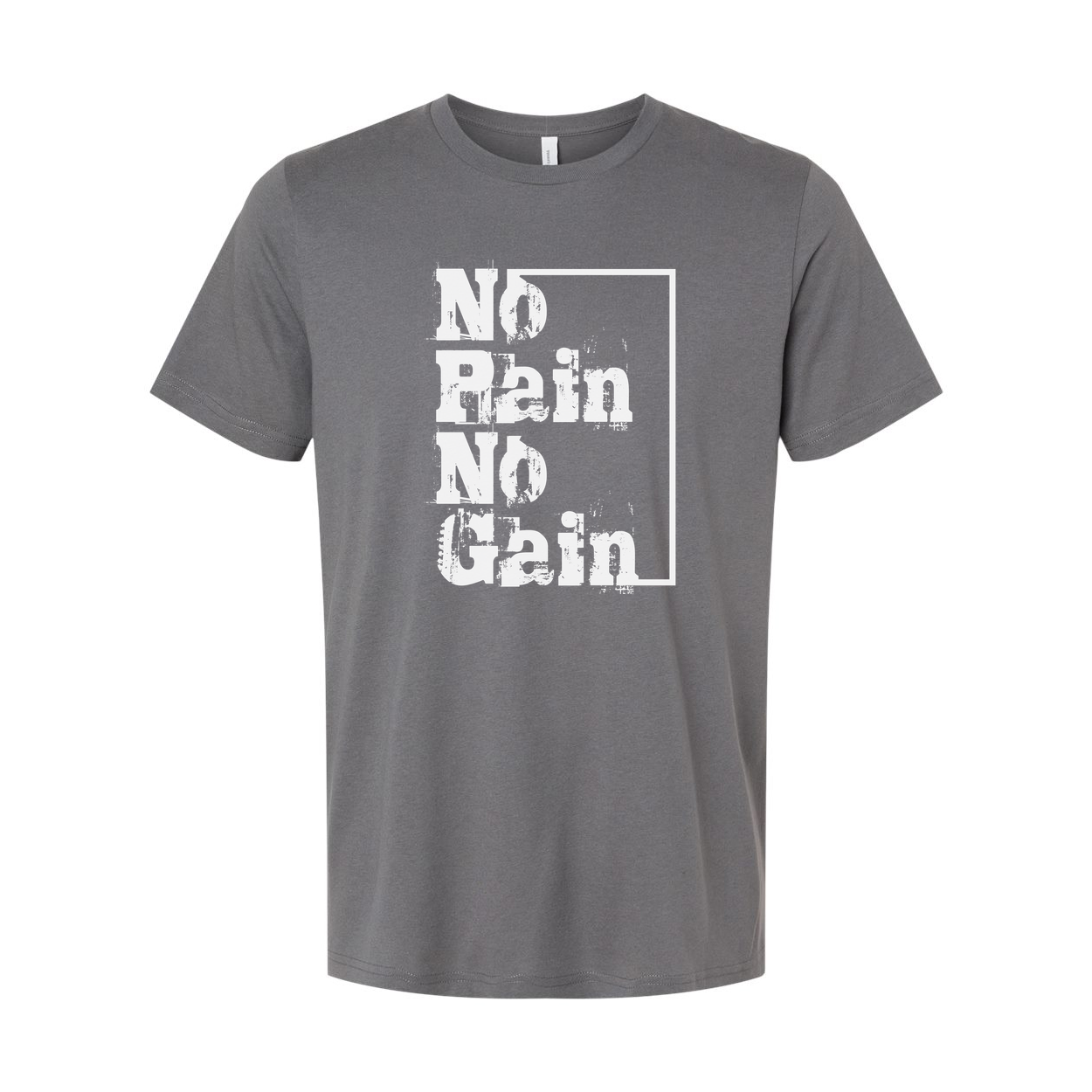White Unisex Cotton Short Sleeve T Shirt With No Pain No Gain Distressed Graphic