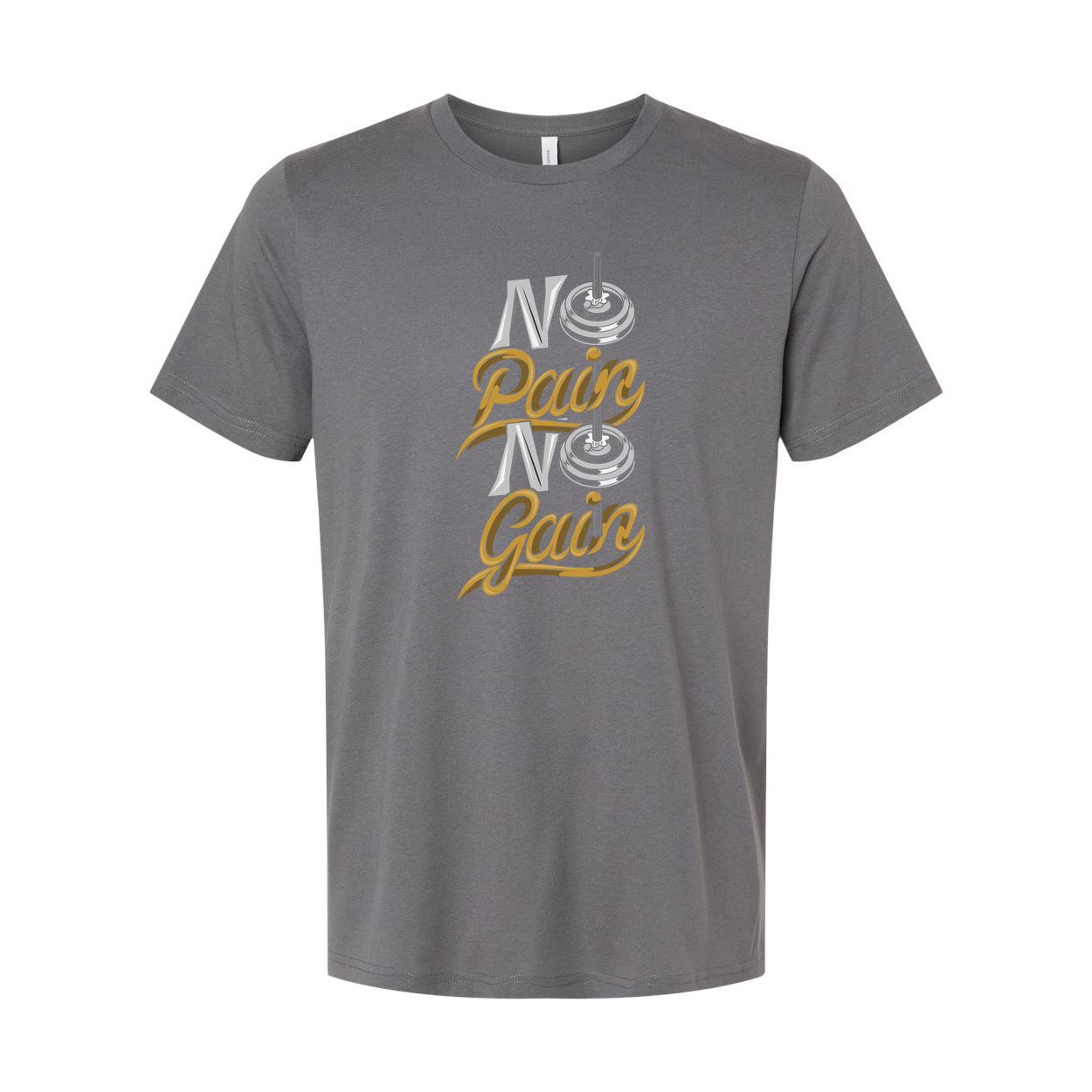 Unisex No Pain No Gain Graphic T Shirt With Weightlifting Motif For Gym Enthusiasts And Athletes