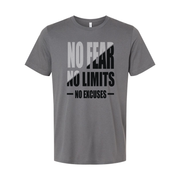 No Fear No Limits No Excuses Unisex Graphic Tee For Workout Training Or Everyday Comfort