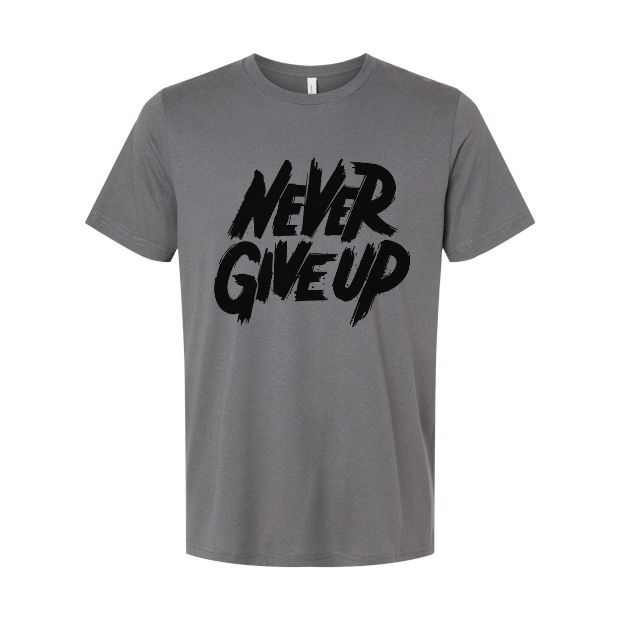 Never Give Up Graphic T Shirt For Unisex Adults White Cotton Short Sleeve Everyday Wear