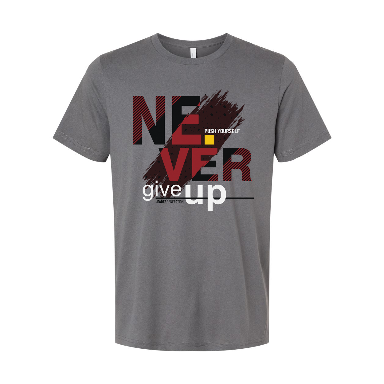 Never Give Up Graphic T Shirt Unisex White Cotton Tee With Bold Red Black Design