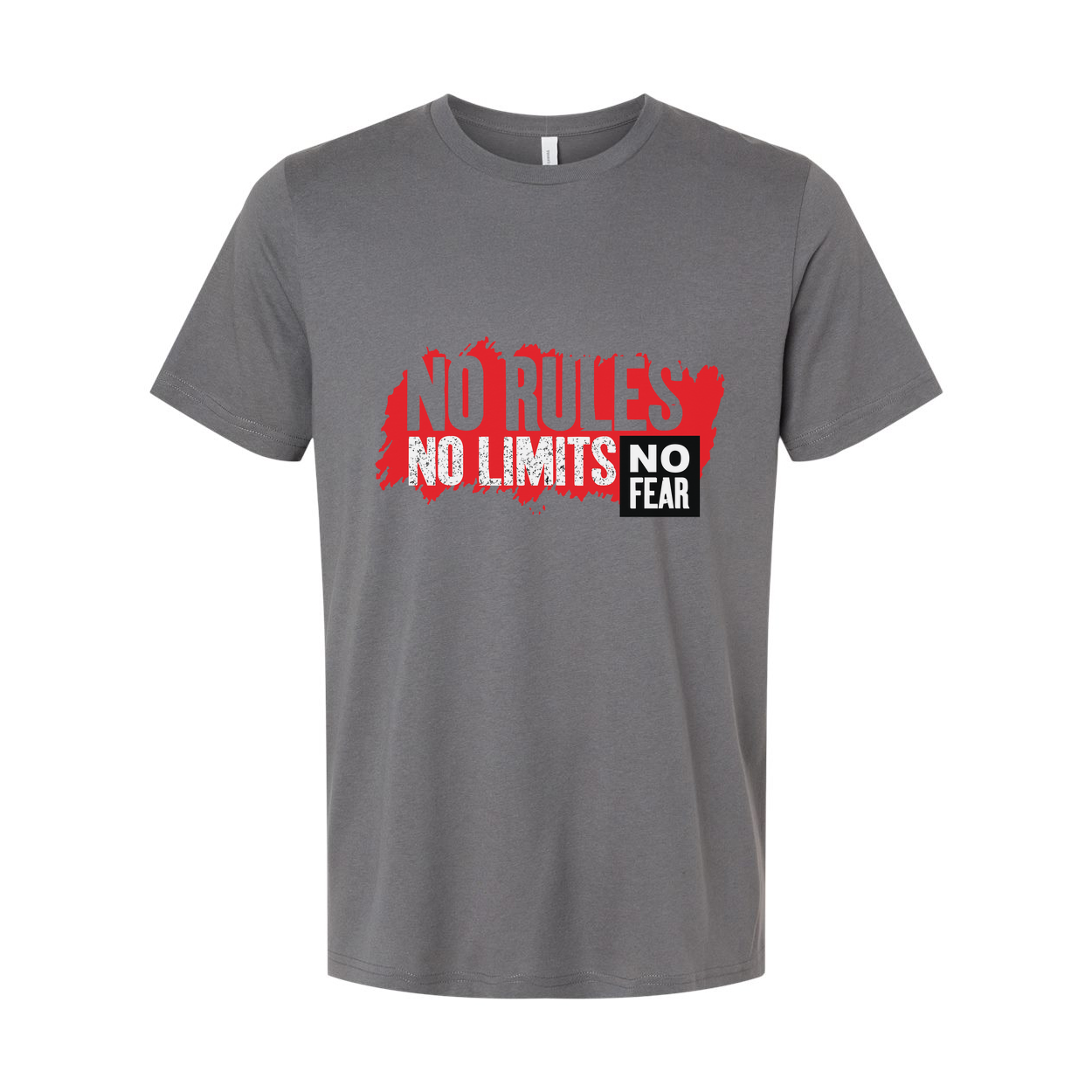 No Rules No Limits No Fear Graphic Tee For Unisex Short Sleeve Cotton T Shirt With Bold Red Print