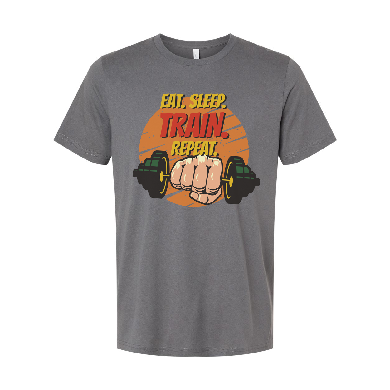 Eat Sleep Train Repeat Unisex Fitness Graphic T Shirt For Gym And Workout Cotton Short Sleeve