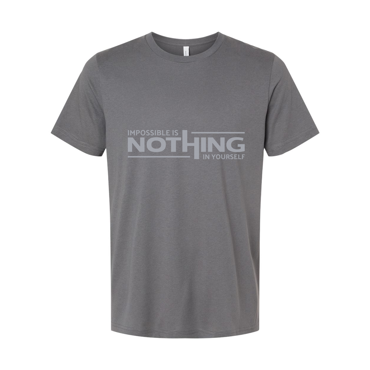 Unisex White T Shirt With Impossible Is Nothing In Yourself Graphic Print For Gym And Workout