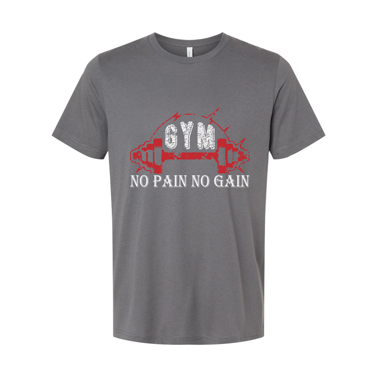 No Pain No Gain Unisex Fitness T Shirt With Red Dumbbell Graphic Cotton Blend Soft Fabric