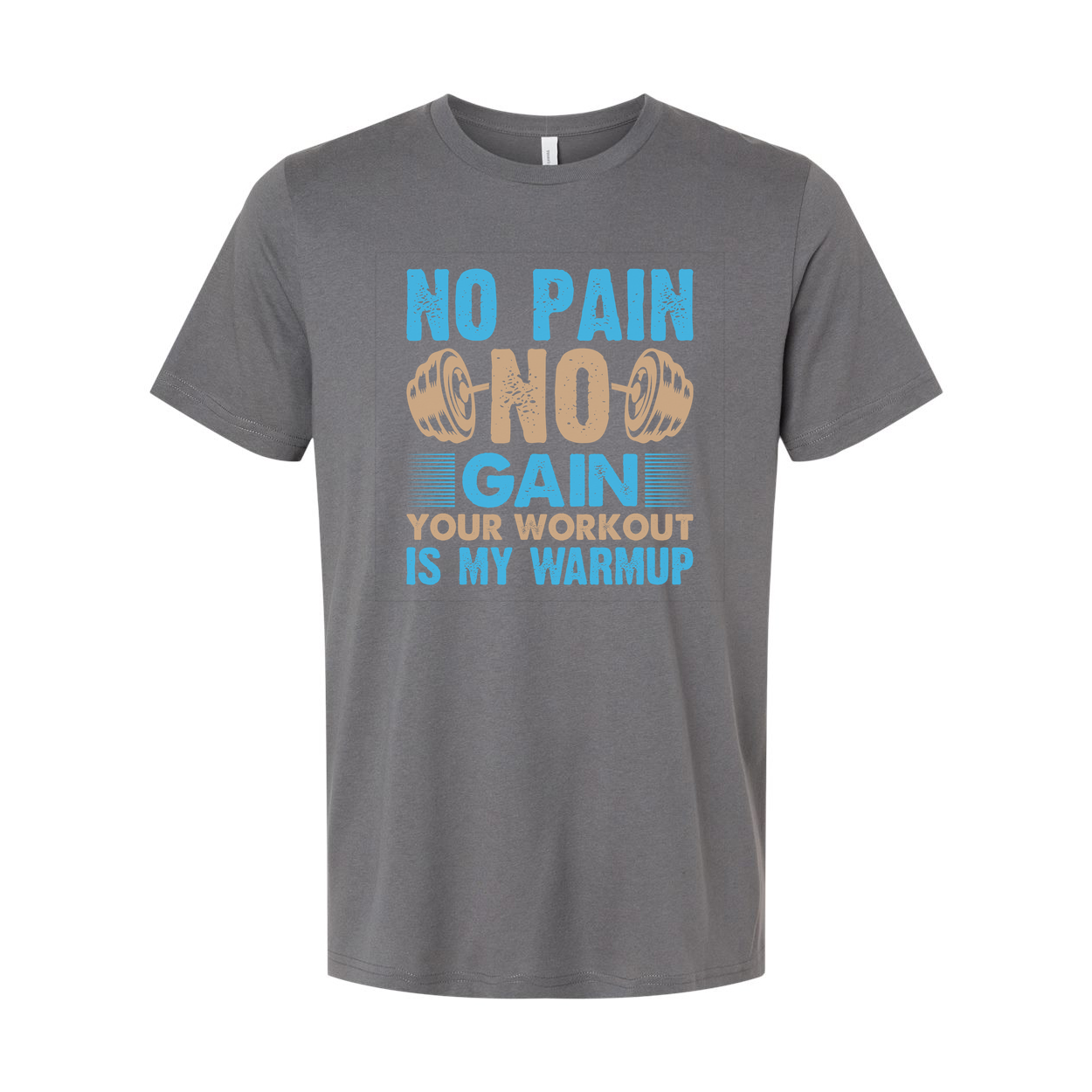 No Pain No Gain Unisex Workout T Shirt With Dumbbell Graphic Vintage Style Soft Cotton Material