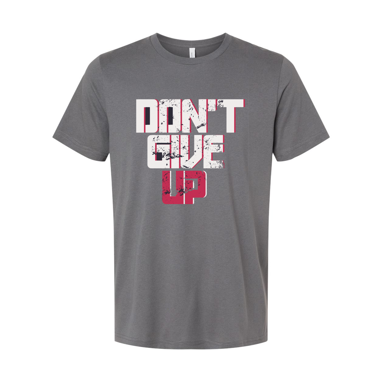 Don't Give Up Graphic T Shirt Unisex White Short Sleeve With Pink And Black Design