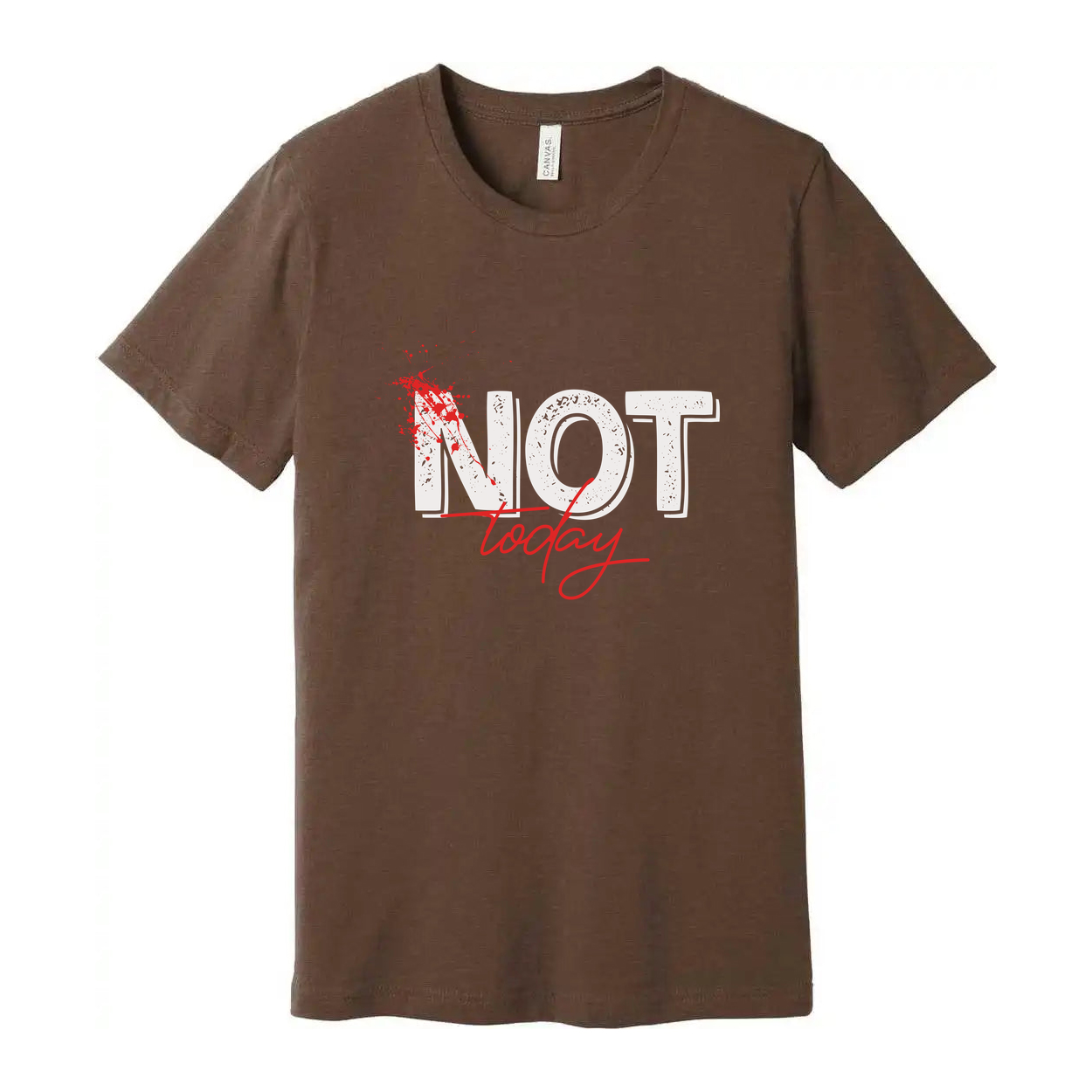Unisex Not Today Graphic White T Shirt With Red Paint Splatter Print For Casual Fitness Wear