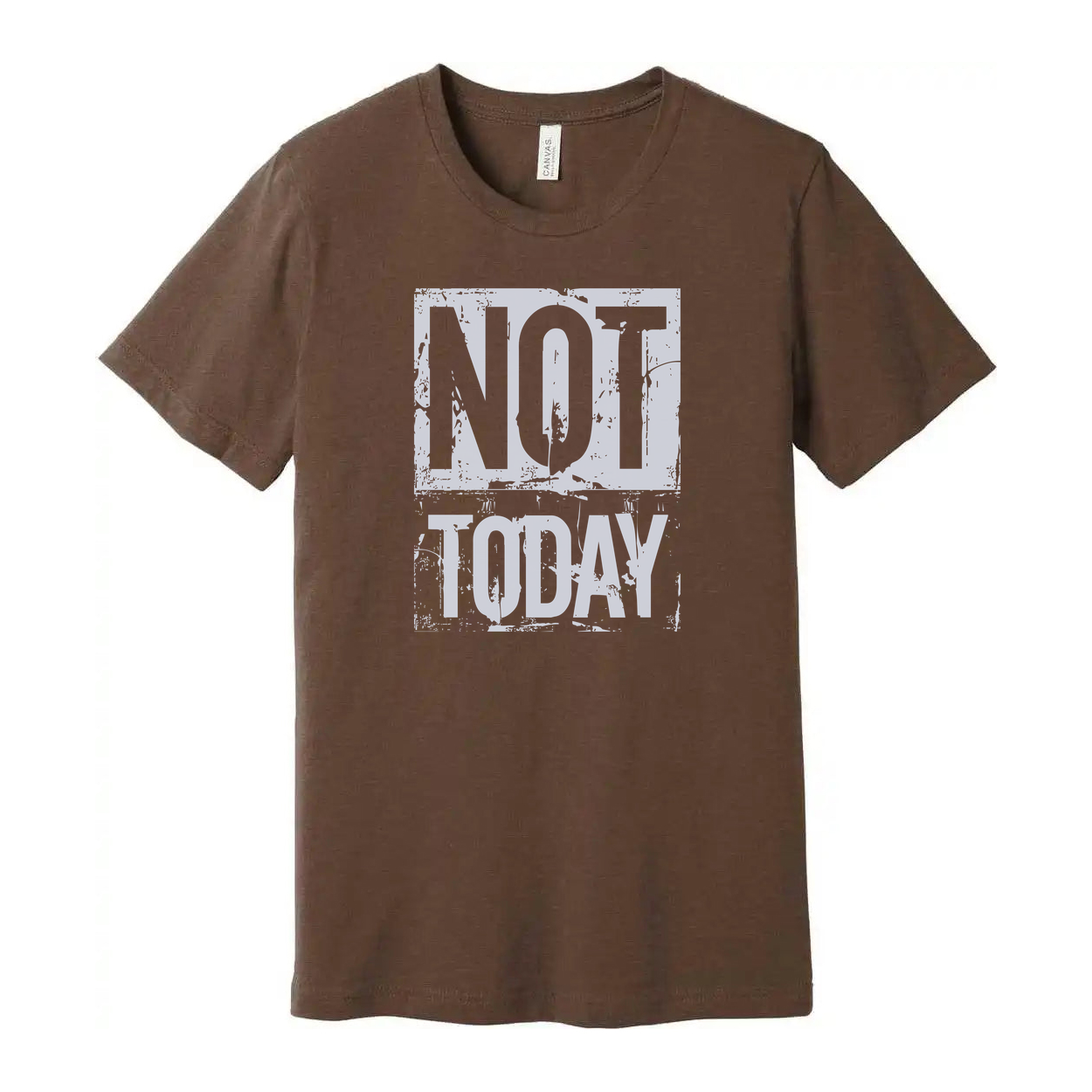 Not Today Graphic White Unisex T Shirt With Light Blue Distressed Square Print Tee