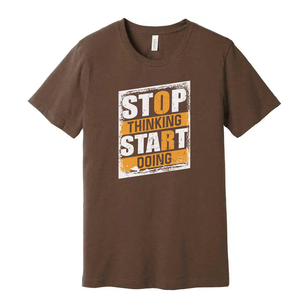 Stop Thinking Start Doing Graphic T Shirt Unisex White Cotton Short Sleeve Tee With Relaxed Fit