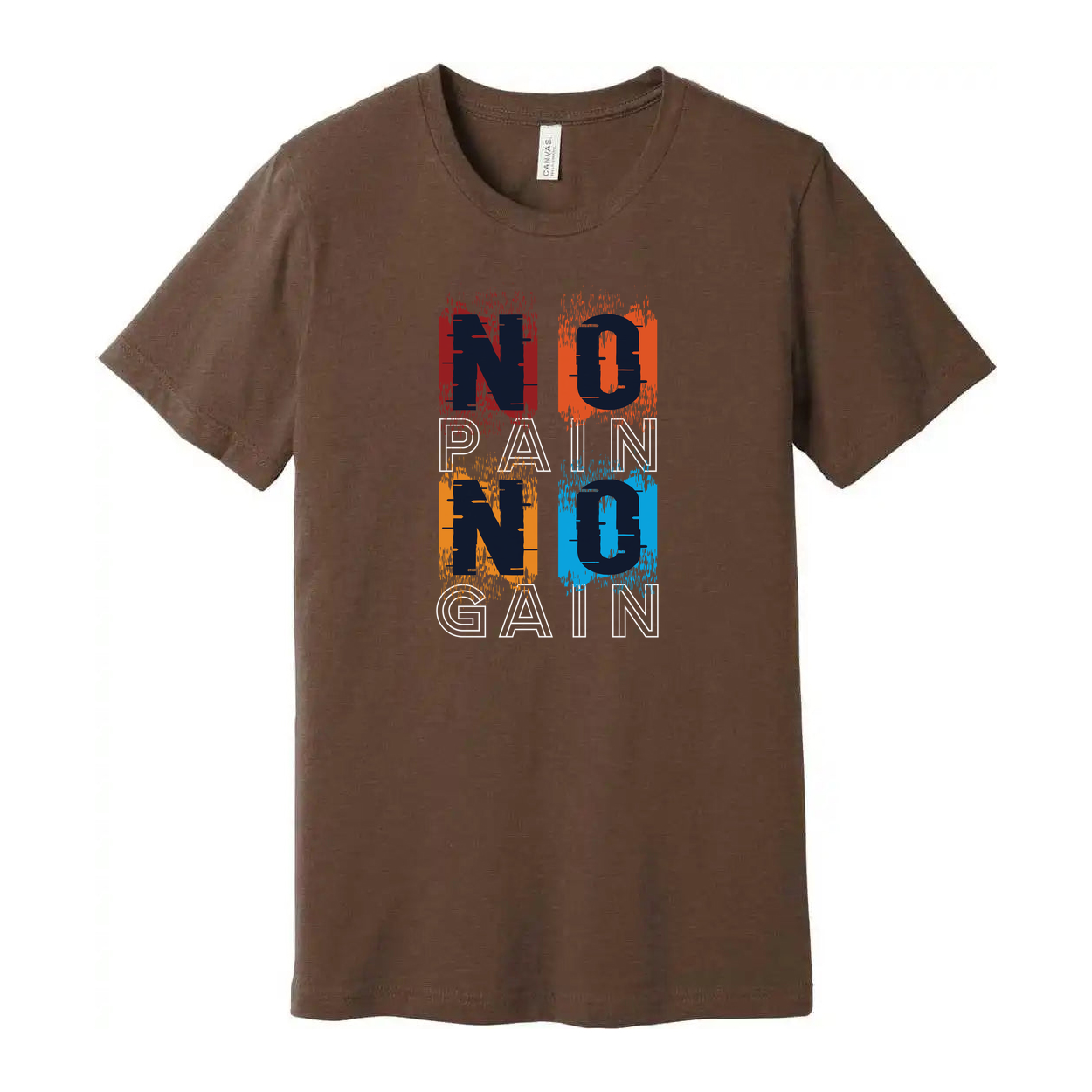 No Pain No Gain Color Block Graphic T Shirt For Unisex Short Sleeve Casual Wear Everyday