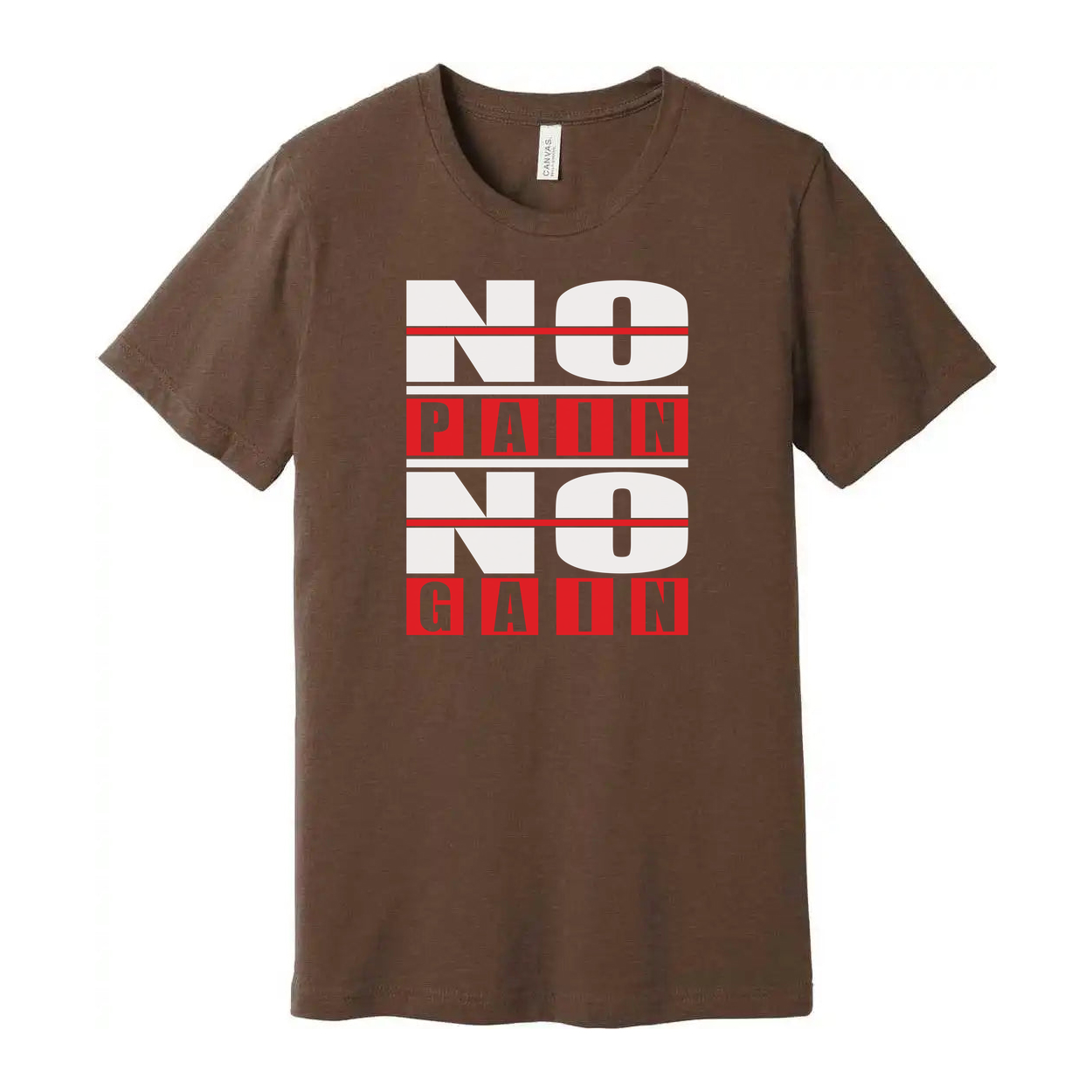 No Pain No Gain Unisex Graphic T Shirt Short Sleeve White Cotton Tee For Workout And Training