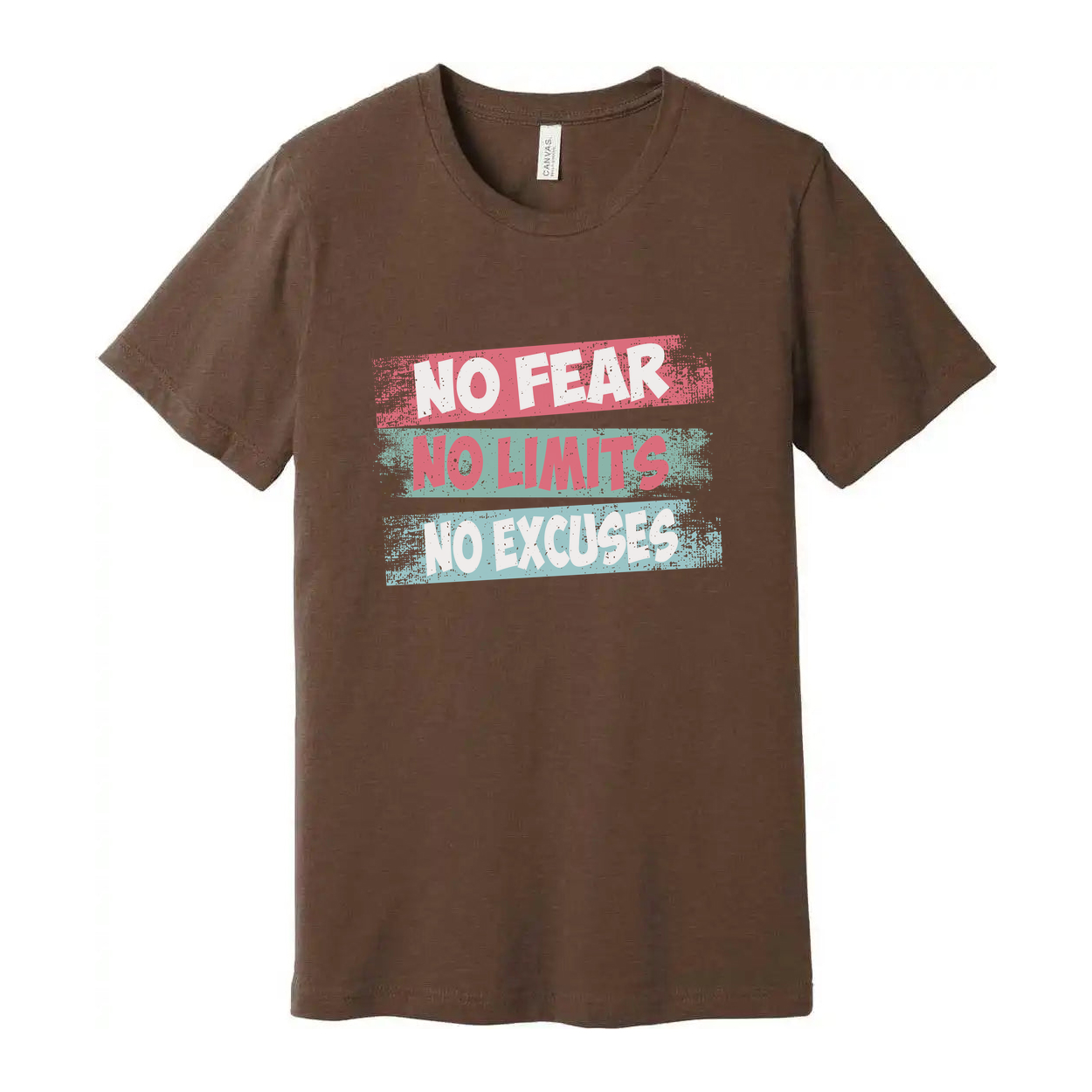 Unisex Graphic T Shirt No Fear No Limits No Excuses Inspirational Print On White