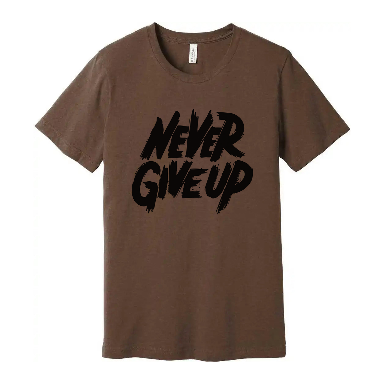 Never Give Up Graphic T Shirt For Unisex Adults White Cotton Short Sleeve Everyday Wear