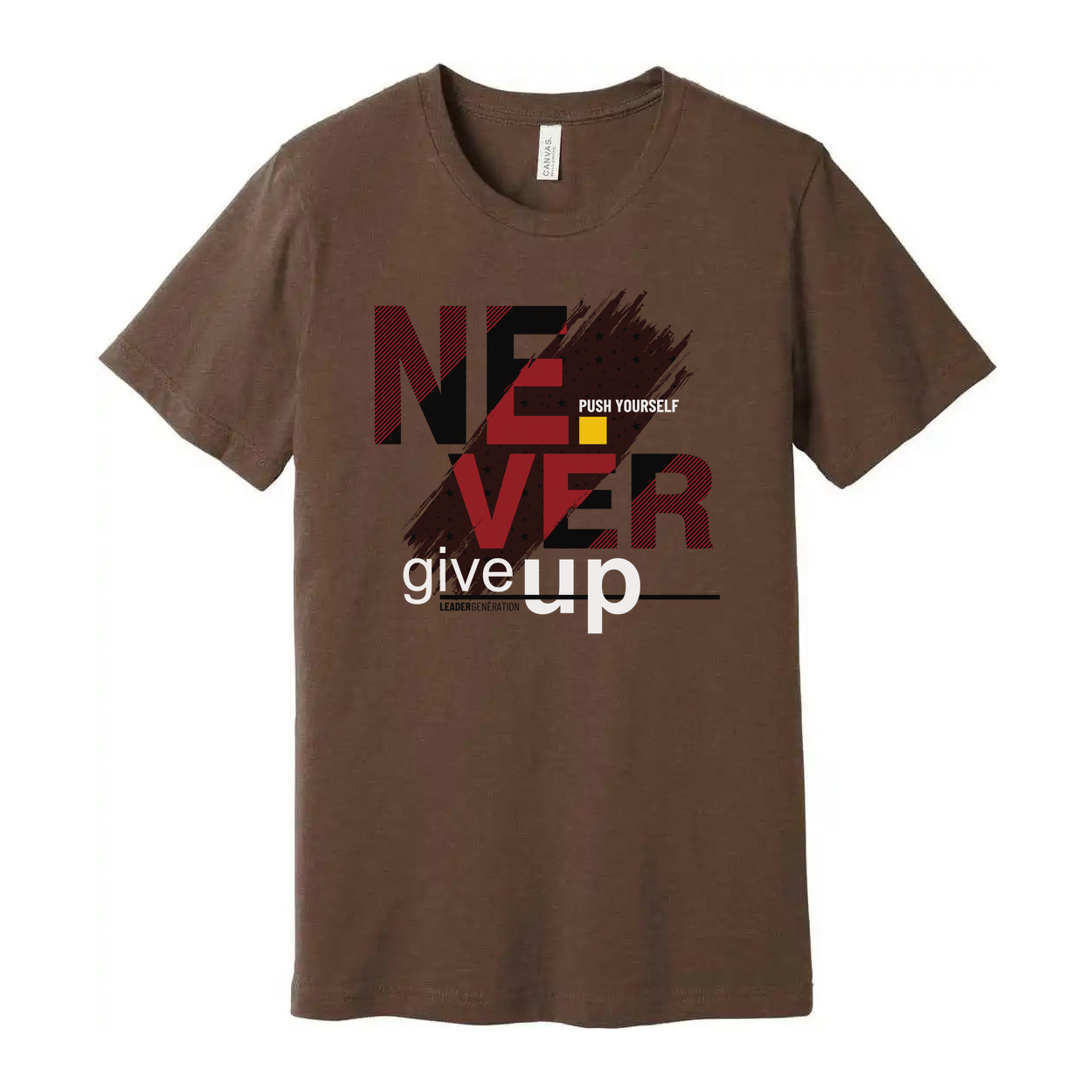 Never Give Up Graphic T Shirt Unisex White Cotton Tee With Bold Red Black Design