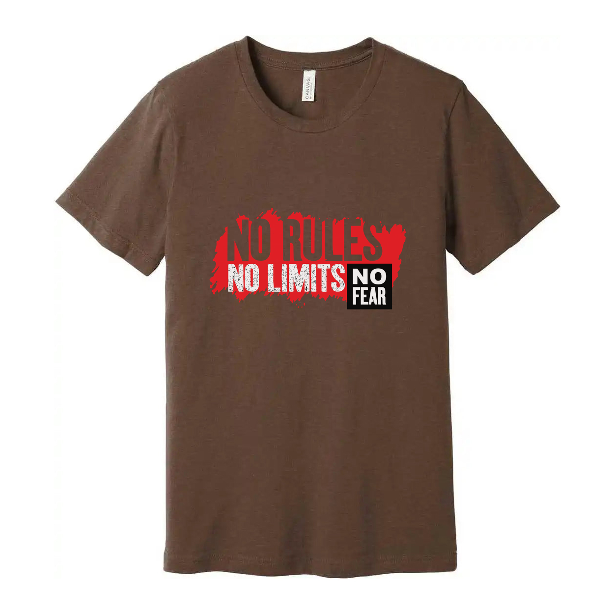 No Rules No Limits No Fear Graphic Tee For Unisex Short Sleeve Cotton T Shirt With Bold Red Print