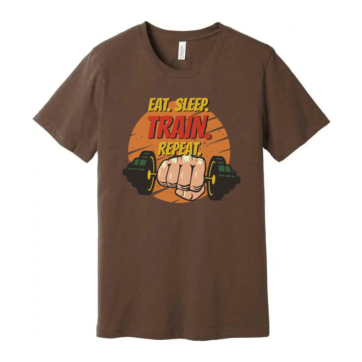 Eat Sleep Train Repeat Unisex Fitness Graphic T Shirt For Gym And Workout Cotton Short Sleeve