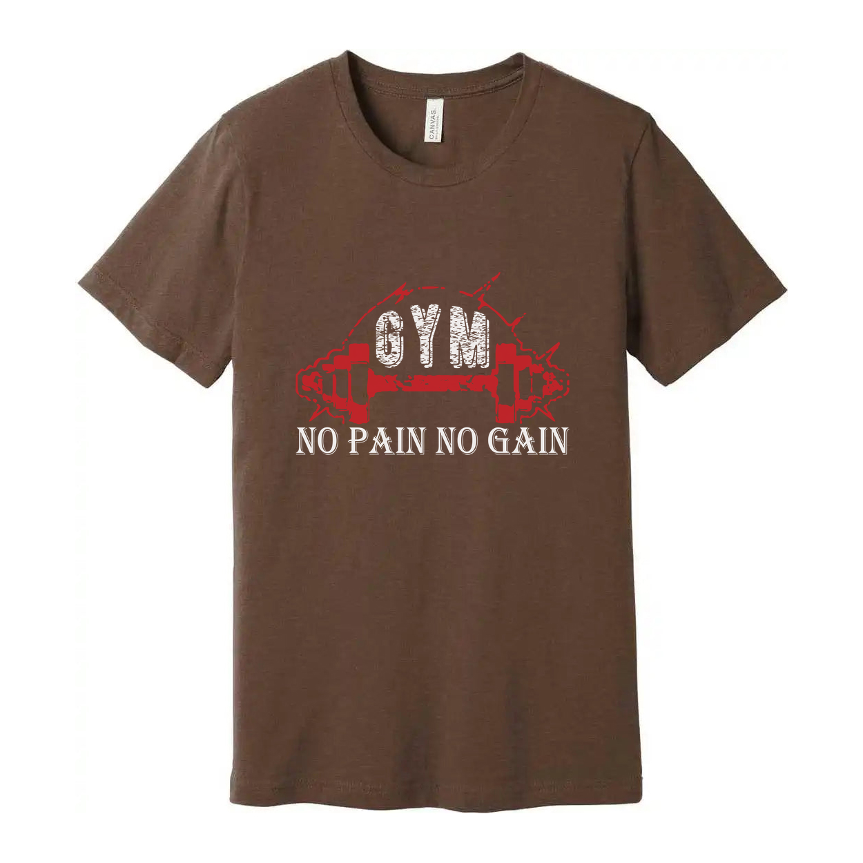 No Pain No Gain Unisex Fitness T Shirt With Red Dumbbell Graphic Cotton Blend Soft Fabric